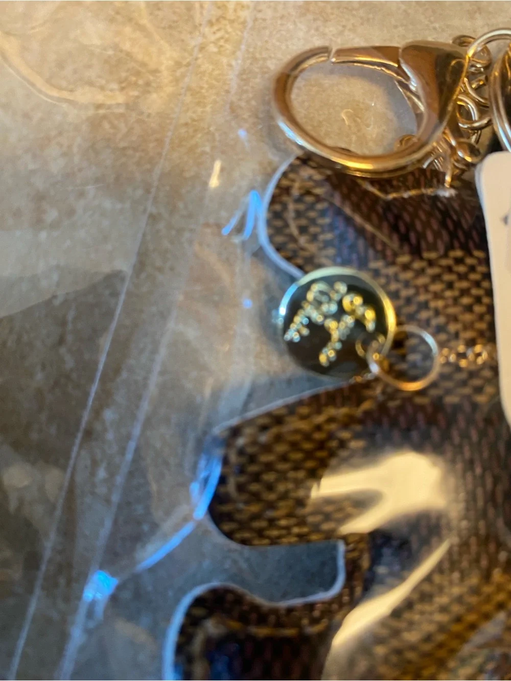 Design inspired Patterned Bear bag charms Keychain with Gold Hardware